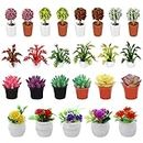 Molain Dollhouse Miniature Plant, 25 Pieces Dollhouse Potted Plants 1:12 Miniature Bonsai Doll House Mini Plant Artificial Flower Model for Doll House Garden Decorations,Green,Small