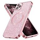 GaoBao Magnetic for iPhone 11 Pro Max Case, Slim Fit iPhone 11 Pro Max Case [Compatible with MagSafe] Luxury Sparkle Full Protective Phone Cases Covers for iPhone 11 Pro Max 6.5'', Pink Glitter