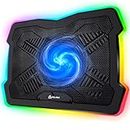 KLIM Ultimate + RGB Laptop Cooling Pad with LED Rim + New Version + Gaming Laptop Cooler + USB Powered Fan + Very Stable and Silent Laptop Stand + Compatible up to 17" + PC Mac PS5 PS4 Xbox One