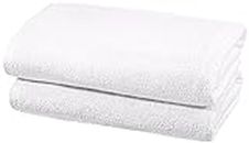 Amazon Basics - Set di Asciugamano da bagno ad asciugatura rapida, 2 pezzi, 2 teli bagno - Bianco, 70 x 140 cm