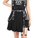 PALAY® Punk Waist Chain Belt for Women Girls, Gothic Body Chains Black Belt Rock Mini Skirt Belt for Uniform Dress Jeans Rave Party