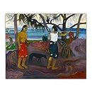 Paul Gauguin Cuadros al óleo clásica "Bajo el Pandanus" Impresión en lienzo. Cuadro de arte de pared de lienzo para decoración del hogar 30x40cm (12x16in) sin marco