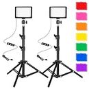 LED Photo Video Light 2-Pack, Ci-Fotto Dimmable 5600K USB LED Continuous Light Photography Light with Tripods and Color Filters for Photo Studios, YouTube, TikTok, Video Recording, Game Streaming