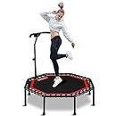ONETWOFIT 51" Silent Trampoline with Adjustable Handle Bar, Fitness Trampoline Bungee Rebounder Jumping Cardio Trainer Workout for Adults OT104
