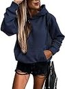 RANPHEE Womens Fall Clothes 2024 Navy Blue Long Sleeve Tops Casual Pullover Hoodies Fashion Trendy Athletic Workout Sweatshirts Activewear with Pockets L