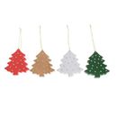 Christmas Tree Color,'Assorted Wood Christmas Tree Ornaments (Set of 4)'