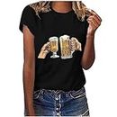 Amazon Warehouse Deals Canada Clearance - Prime Deals of The Day Today only lcepcy Beer Funny Shirts for Women Loose Fit Dressy Casual Graphic Tees Crewneck Short Sleeve T-Shirt Tshirts, Black, Small