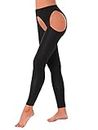 Agoky Women's High Waist Gym Leggings Tights Hollow Compression Workout Yoga Pants Black One Size