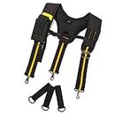 SENRN Tool Belt Suspenders Work Suspenders Padded Heavy Duty Adjustable Lumbar Support Multi-Pockets for Carpenter Electrician