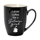 Elanze Designs I Drink Coffee Like A Gilmore Girl Black 10 ounce New Bone China Coffee Cup Mug