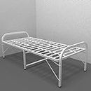 Honey Touch® Folding Bed for Sleeping, Single Bed Metal Frame, Matte Finish (3ft x 6ft, White)