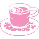 Kaffeetasse und Untertasse Wandaufkleber Aufkleber Tasse Becher Tee Küche Café Büro Dekor
