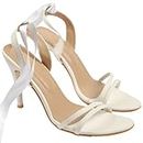 GLO GLAMP Women's Classic Open Toe Formal Wear Pencil Heels Sandals (White, 7)