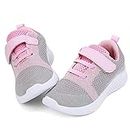nerteo Toddler Girls Shoes Kids Comfort Walking Shoes Cute Tennis Running Sneakers Light Grey/Pink 7 M US Toddler