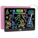 16 Inch LCD Writing Tablet, [Upgraded] Colorful Drawing Tablet Electronic Writing Board, Erasable Reusable Eye Protection Doodle Scribbler Pad, Educational Birthday for Kids - Pink