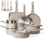 11pcs Taupe Granite Non-stick Cookware Set Pots and Pans for Home Kitchen