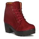 commander shoes Casual Heel Boots for Girls and Women (36, S-Cherry, 821)