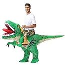 Doscos Adult Inflatable Dinosaur Costume Funny Halloween Costumes for Men/Women Riding T Rex Blow up Air Costume for Party (Dark Green)