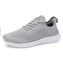 VAMJAM Men's Running Shoes Ultra Lightweight Breathable Walking Shoes Non Slip Athletic Fashion Sneakers Mesh Workout Casual Sports Shoes, Lightgrey015, 8