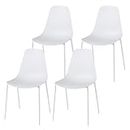 TANGZON Dining Chair Set of 4, Plastic Kitchen Chairs with Curved Backrest, Metal Legs & Anti-slip Foot Pads, Accent Reception Armless Chairs for Home Dining Living Room Restaurant (White)