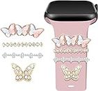 RAYA Watch Band Charms for Apple Watch ( Series 8/7/6/5 & Ultra ) and Samsung Galaxy smart watch | watch band charms jewellery for women and girls (Butterflies Stone) (Butterflies blue-pink)