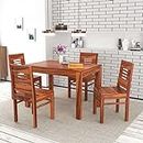 FURNESHO Solid Sheesham Wood Dining Room Sets 4 Seater Dining Table with 4 Chairs for Dining Room, Living Room, Kitchen, Hotel, Restaurant, Cafeteria (Honey)