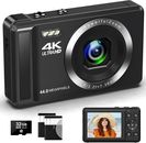 4K Digital Camera 44MP 16X Zoom 32G Autofocus UHD Compact Camera Rechargeable