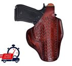 Leather Belt Holster Fits Kimber Micro 9, 1911 - Genuine Leather - Basket Weave