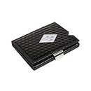 EXENTRI Trifold Wallets w/RFID Premium Leather w/Stainless Steel Locking Clip (Black Cube)