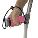 Pair of Pink Padded Neoprene Crutch Handle Grip Covers for Comfort with Wrist Strap - by Lifeswonderful