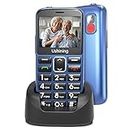 Ushining Mobile Phone for Elderly People Cell Phone with Large Buttons High Volume SOS Function Charging Station Hearing Aid Compatibility - Blue