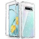 ULAK Galaxy S10 Plus Case, Clear Shiny Glitter Heavy Duty Shockproof Protection Sparkle Bling Back Cover Transparent Soft TPU Protective Layer for Samsung Galaxy S10 Plus 6.4 inch, Clear Glitter