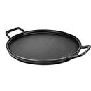 GFTIME 35,56 cm Pre-Seasoned Cast Iron Pizza and Baking Pan with Loop Handles Stove, Horno Grill, Campfire and Versatile Kitchen Cookware, 1 Pack