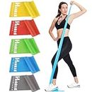 Hshbxd Resistance Bands for Working Out Women and Men, Physical Therapy Bands, Elastic and Exercise Bands Set for Stretching, Suitable for Rehab, Yoga, Pilates, Gym, Home Exercise (Five Colors)