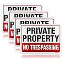 4-Pack Private Property Sign, No Trespassing Metal Aluminum Warning Sign, 7x10 Inches Indoor/Outdoor Use for Home Business Security Alert, Reflective, UV Protected & Waterproof