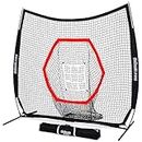 GoSports 7"x7" PRO Baseball & Softball Practice Hitting & Pitching Net with Bow Type Frame, Carry Case and Bonus Strike Zone, Ultimate Training Net