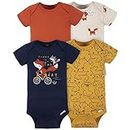 Gerber Baby Boys' 4-Pack Short Sleeve Onesies Bodysuits, Orange Fox, 0-3 Months
