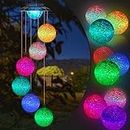 Solar Wind Chimes, LED Globle Ball Color Changing Outdoor Indoor Waterproof Mobile Decorative Outdoor Hanging Solar Lights for Home Patio Yard Garden Decor Great Gifts