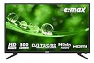 E:MAX E390HX-2024 39" Pulgadas 99cm TV (HEVC, Full Matrix LED Light, HD Televisor, Triple Sintonizador, Ci +, HDMI, USB) Diseño Negro Brillante