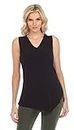 Jostar Women's Casual Tank Top - Sleeveless V-Neck Asymmetrical Hem Soft Stretch Blouse Tunic T Shirts, Black, Small