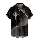 Generic Christian Easter Shirts for Men Big and Tall Short Sleeve Jesus Shirts Fashion Button Down Hawaiian Shirts for Easter Gift, 05easter#deals Sales Clearance, X-Large
