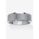 Men's Big & Tall Men'S Stainless Steel Matte Finish Ring (8Mm) by PalmBeach Jewelry in White (Size 10)