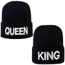 2 Tops King & Queen Knitted Hat, Knitted Hats, King and Queen, Papa Hip Hop Pop Sports Women's Hats, Pair Breathable Hip-Hop Hat, Warm Beanie (Black)