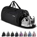 Fitgriff Gym Bag V1 for Men & Women with Shoe & Wet Compartment - Duffle Bag for Travel, Sports, Fitness & Workout (Full Black, 23 x 12 x 12″ (Medium))