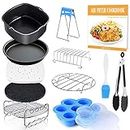 Square Air Fryer Accessories 11 pcs with Recipe Cookbook Compatible for Philips Air Fryer, COSORI and Other Square AirFryers and Oven, Deluxe Deep Fryer Accessories Set of 12 Square Black