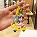 ginoya brothers Cartoon Characters Keychain for Girls Boys, Cute Silicon Keychains Accessories Keyring Key Purse Backpack Car Charms for Kids Gifts. (SCOOTY GIRL WHITE)