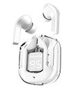 VEHOP Power Ultrapods TWS Earbud, Bluetooth Earbuds with Display, Transparent Design, 30Hrs Playtime & Fast Charging, Bluetooth 5.3 + ENC, 13mm HD BASS Drivers, IPX7 Sweat-Proof, Built-in Mic(White)
