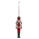 RAZ Imports Poinsettia Nutcracker Ornament, 6-inch Height , Christmas Decoration, Christmas Tree Accent, Holiday Season