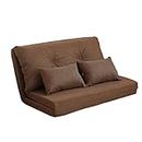 Convertible Flip Chair,Floor Sofa Adjustable Lazy Sofa Bed,Foldable Mattress Futon Couch Bed,with Adjustable Backrest, Metal Frame and Pillows,Coffee