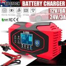 Car Battery Charger 24V 12V Automotive AGM GEL&Lithium LiFePO4 W/ LCD Display